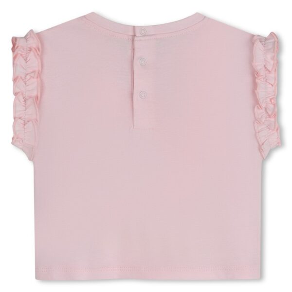 T-shirt con rouches e stampa