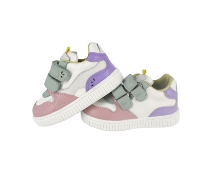 Sneaker primo passo in pelle con doppio velcro