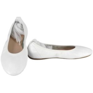 Ballerina in pelle con cinturino in tulle