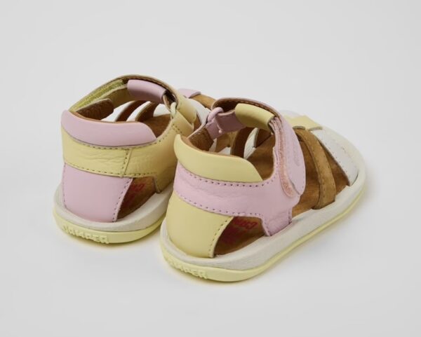 Sandalo in pelle e camoscio con velcro