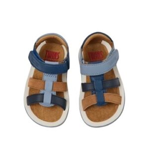 Sandalo in pelle e camoscio con velcro