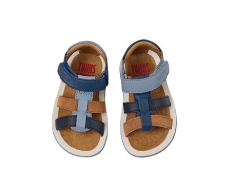 Sandalo in pelle e camoscio con velcro