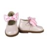 Ballerina in pelle con fiocco in raso