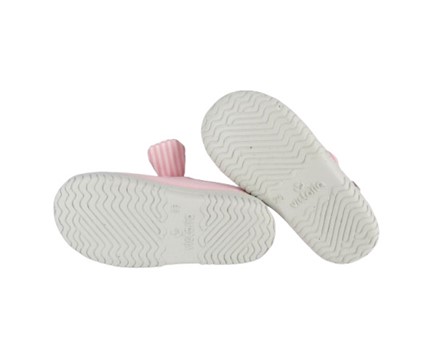 Ballerina in tessuto con cinturino in velcro e fiocco