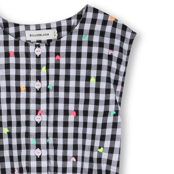 Vestito vichy con cuoricini ricamati