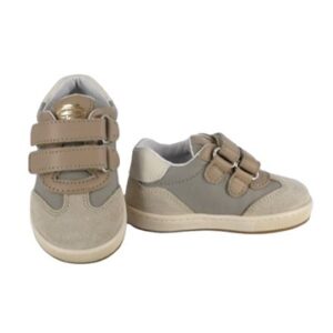 Sneaker primo passo in tessuto tecnico e pelle con velcro