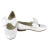 Ballerina in pelle con fiocco in raso