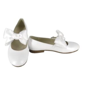 Ballerina in pelle con fiocco in raso