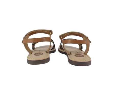 Sandalo in pelle con borchie e velcro