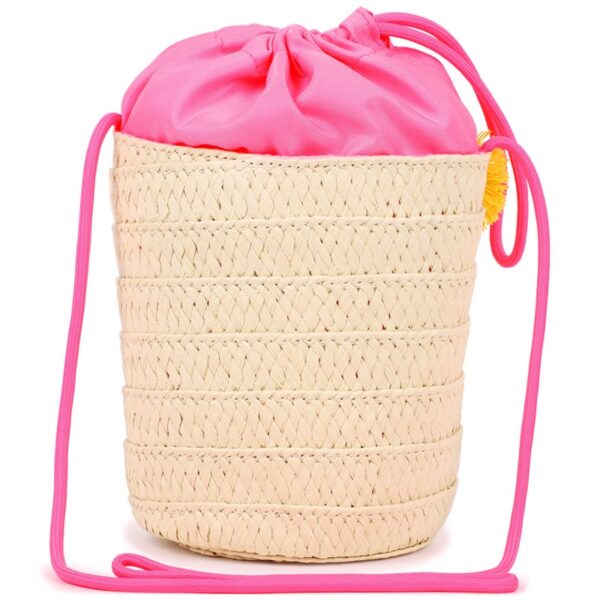 Borsa a secchiello con pom pon e tracolla