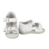 Sandalo primo passo in pelle con fiocchi e doppio velcro