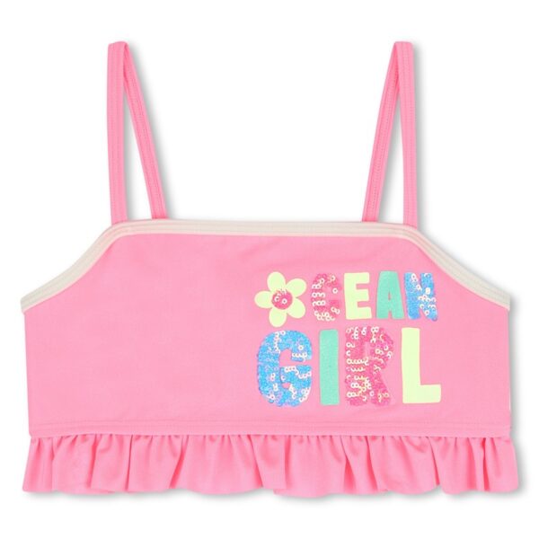 Costume due pezzi con stampa e pailettes