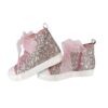 Sneaker alta in micro glitter con lacci in tulle e zip