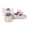 Ballerina culla in pelle con fiocco in raso