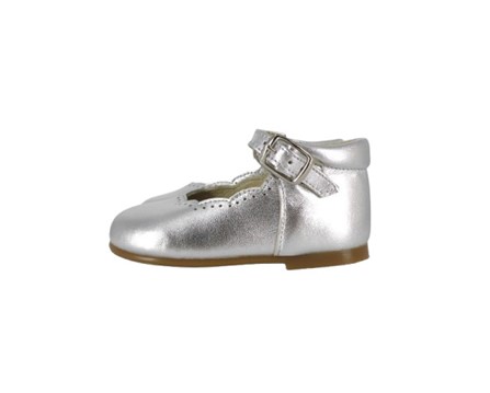 Ballerina in pelle laminata con cinturino