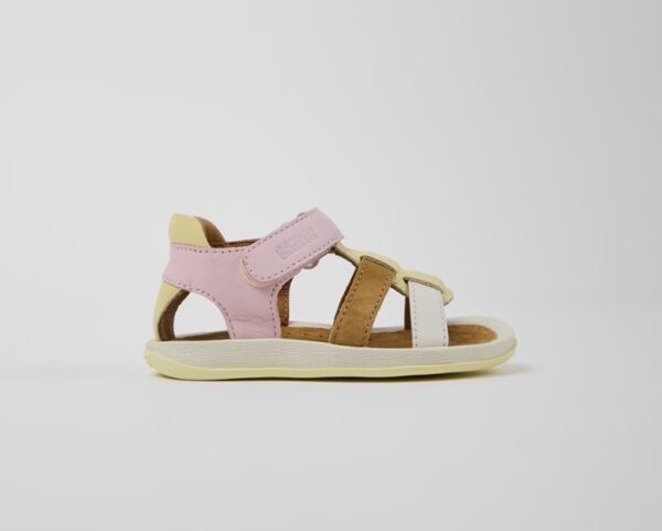 Sandalo in pelle e camoscio con velcro