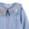 Camicia in denim con collo ampio e ricamo