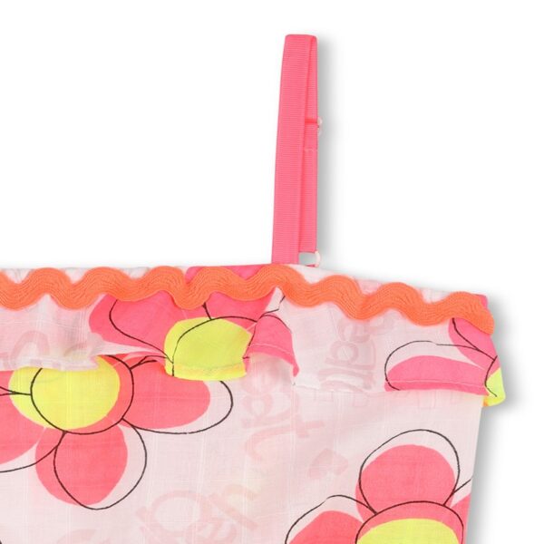 Top a fiori con bretelline e voilant