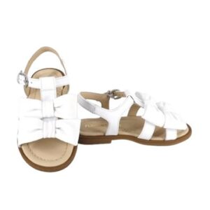 Sandalo in pelle con fiocchetti e fibbia