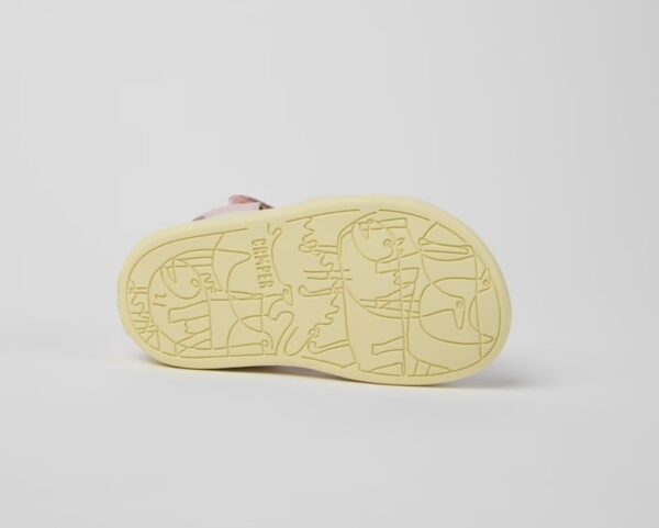 Sandalo in pelle con voilant e velcro