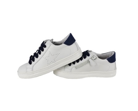 Sneaker in pelle con lacci e zip laterale