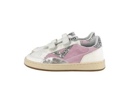 Sneaker in pelle con doppio velcro