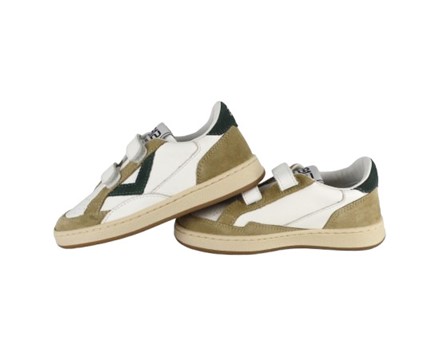 Sneaker in pelle con doppio velcro