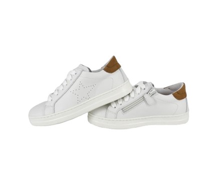 Sneaker in pelle con lacci e zip laterale