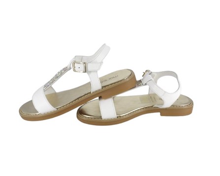 Sandalo in pelle con strass