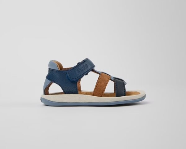 Sandalo in pelle e camoscio con velcro