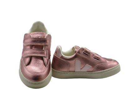 Sneaker in pelle laminata con doppio velcro