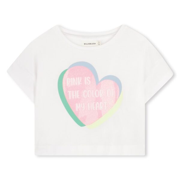 Completo t-shirtcon stampa e short a quadri con cuori