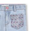 Pantalone in denim strass sulle tasche