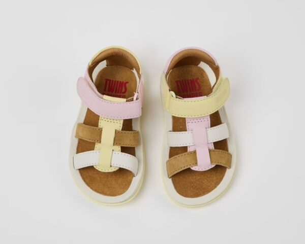 Sandalo in pelle e camoscio con velcro