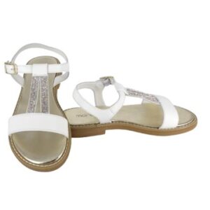 Sandalo in pelle con strass