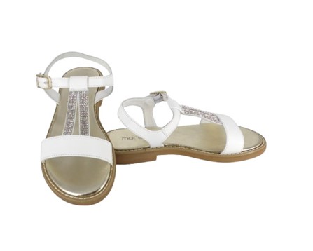 Sandalo in pelle con strass