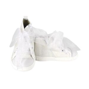 Sneaker alta in micro glitter con lacci in tulle e zip