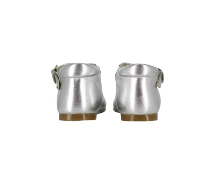 Ballerina in pelle laminata con cinturino