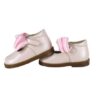 Ballerina in pelle con fiocco in raso