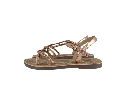 Sandalo in pelle metallizzata stama coccodrillo con fibbia