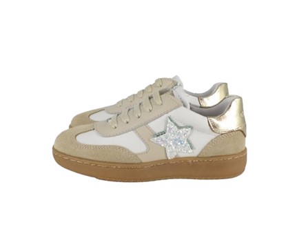 Sneaker in pelle con lacci e zip laterale