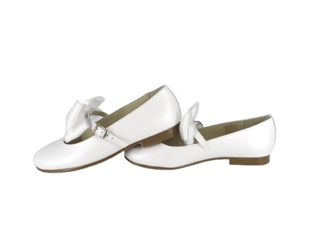 Ballerina in pelle con fiocco in raso