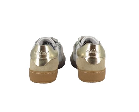 Sneaker in pelle con lacci e zip laterale