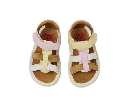 Sandalo in pelle e camoscio con velcro