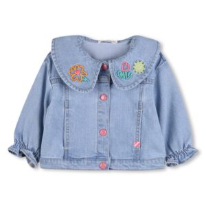 Camicia in denim con collo ampio e ricamo