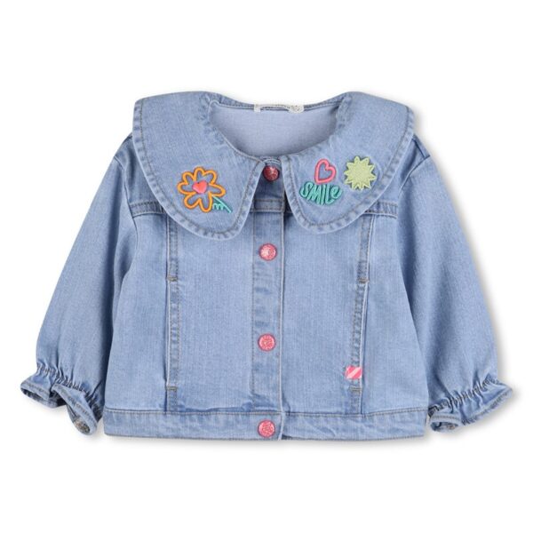 Camicia in denim con collo ampio e ricamo