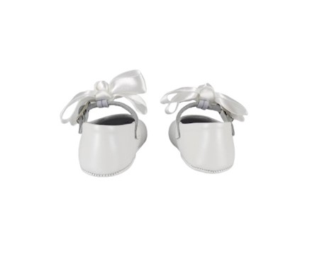 Ballerina culla in pelle con fiocco in raso