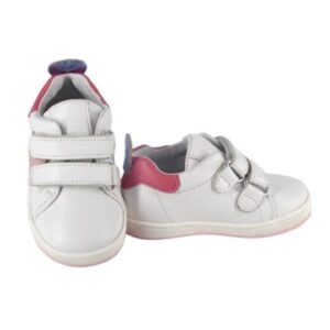 Sneaker primo passo in pelle con doppio velcro