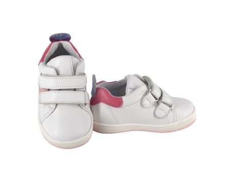 Sneaker primo passo in pelle con doppio velcro