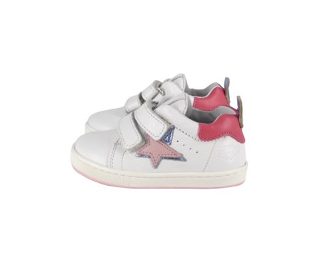 Sneaker primo passo in pelle con doppio velcro
